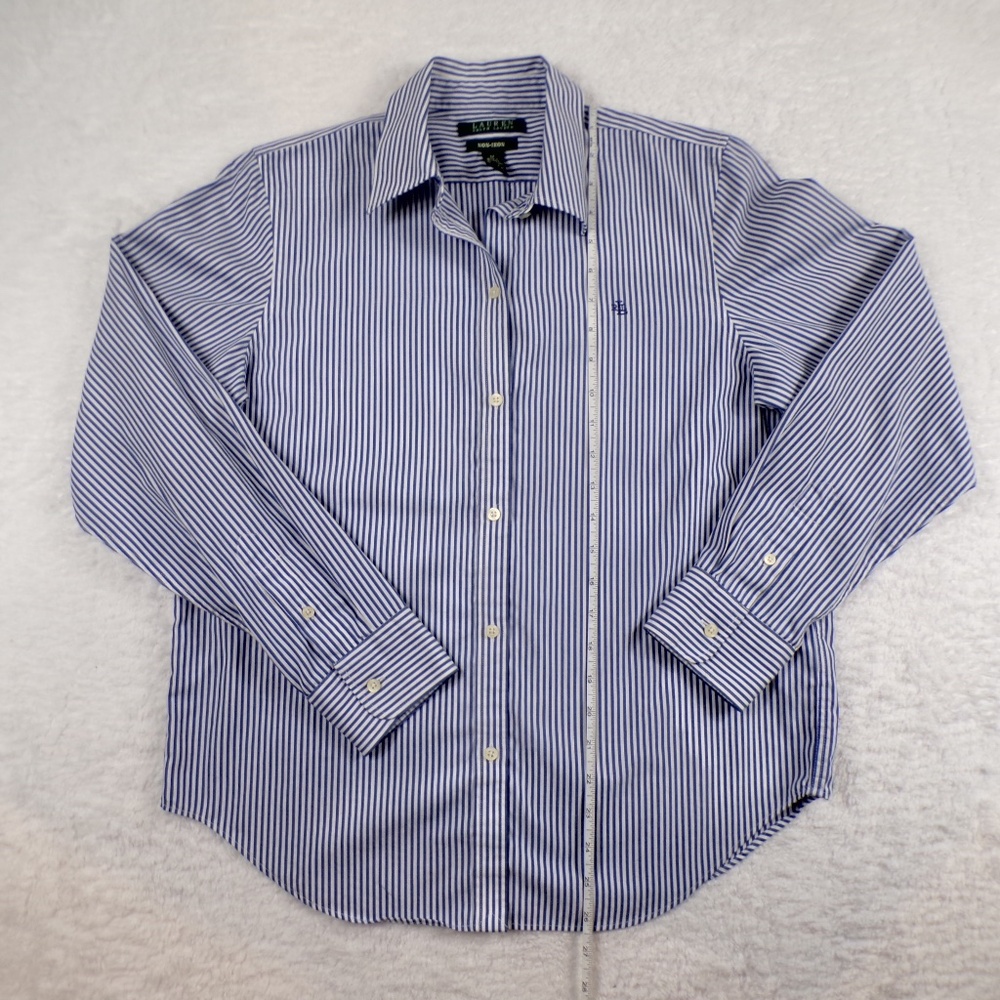 Lauren Ralph Lauren Men's Blue/White Striped Dress Shirt Size Medium - Picture 2 of 8